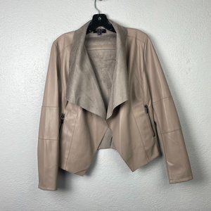 Avec Les Filles Faux Leather Draped Jacket in Granite